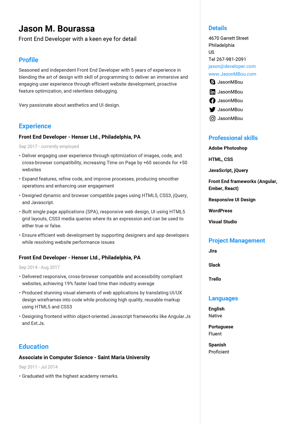 Jofibo - Modern resume template