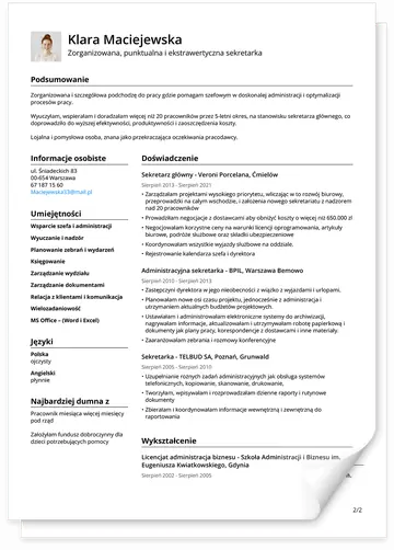 Elegancki szablon CV