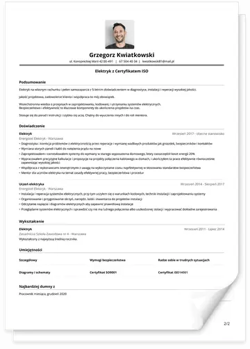 Klasyczny szablon CV
