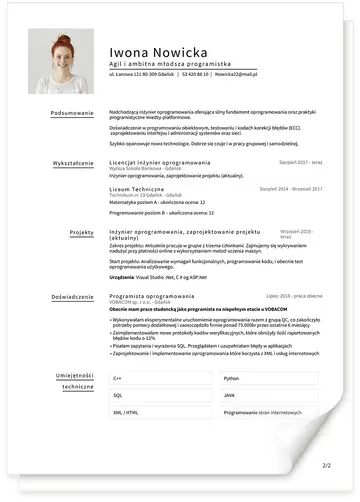 Minimalistyczny szablon CV