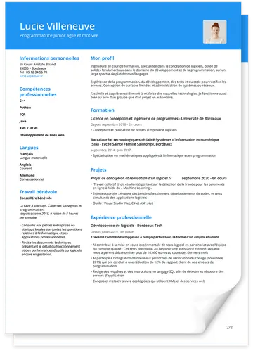 Modèle de CV étudiant