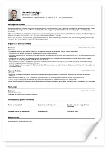 Modèle de CV traditionnel