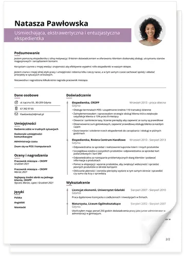 Profesjonalny szablon CV