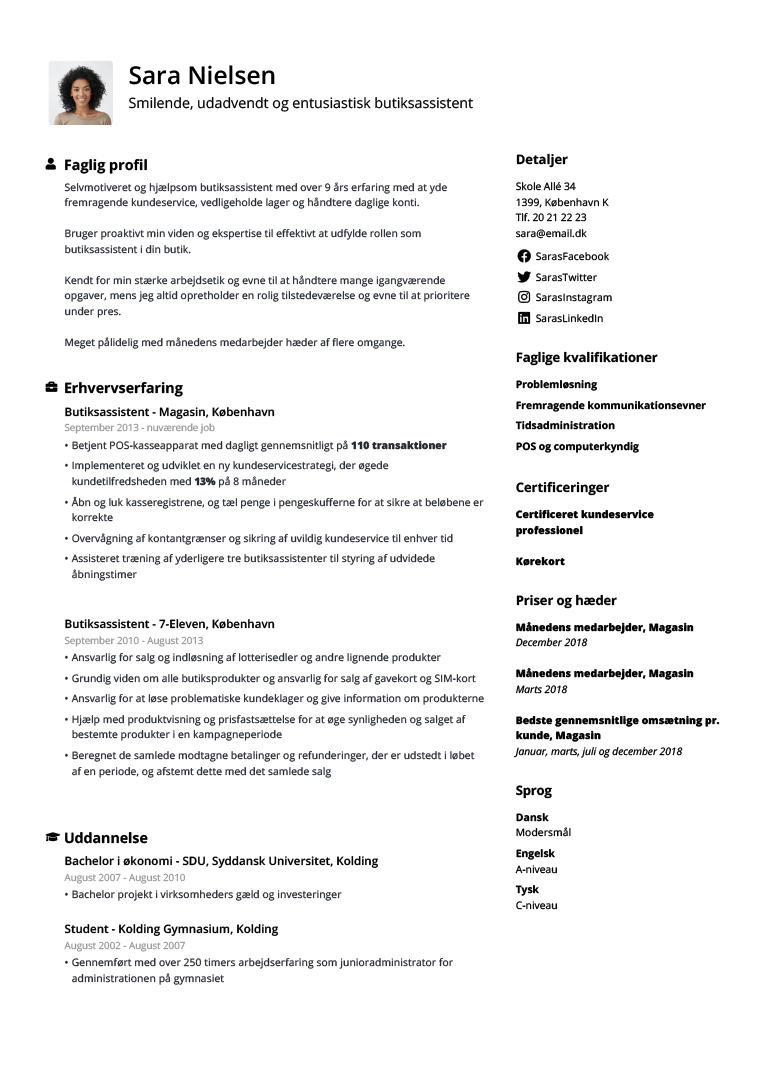 Jofibo - Simpel CV skabelon