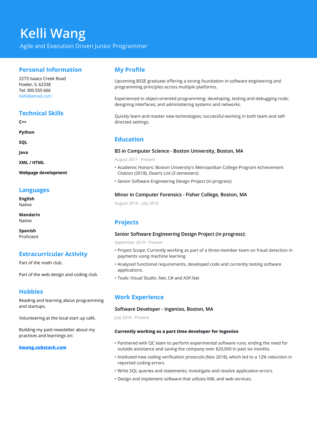 online resume maker for students