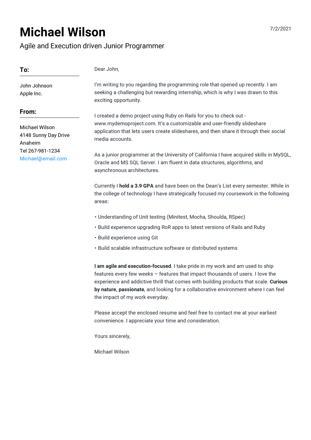 Elegant Cover Letter Template