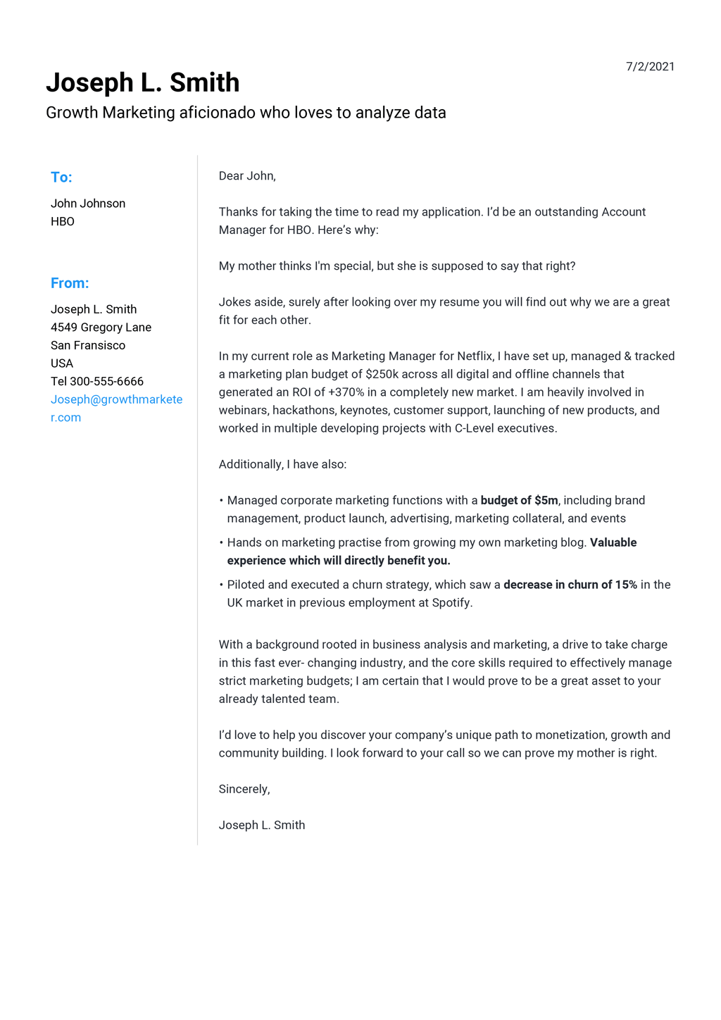 Eye Catching Cover Letter Examples from jofibo.com