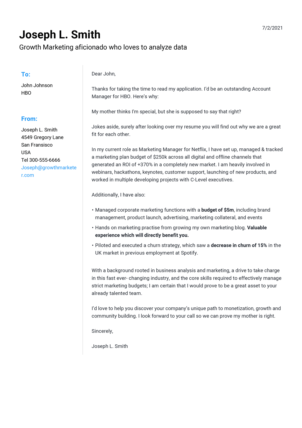 Cover Letter Template Free from jofibo.com