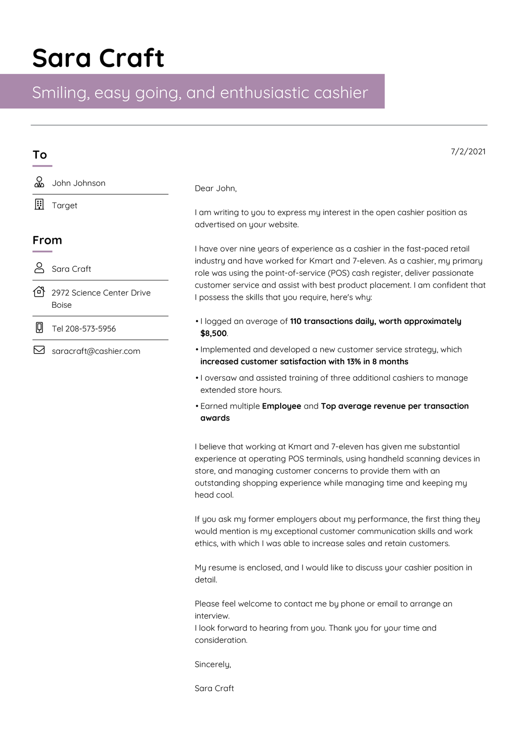 Professional Cover Letter Template