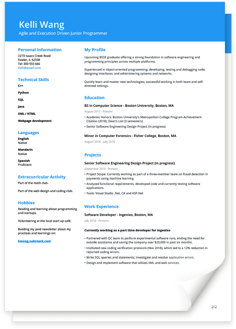 Cv Template Student from jofibo.com